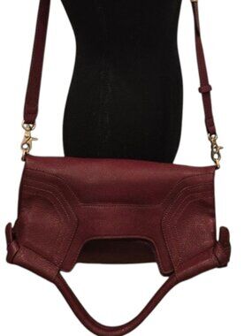 Foley + Corinna Burgundy Leather Crossbody Messenger Bag Adjustable Strap